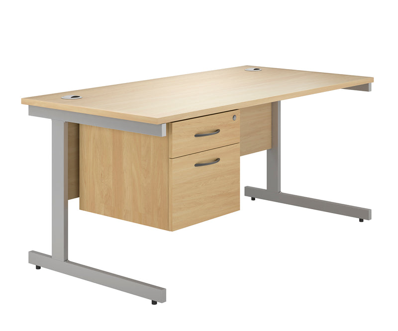 IKONIK Cantilever Rectangular Desk, Single Pedestal, 1400mm, OAK