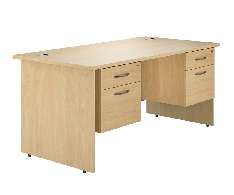 IKONIK Panel End Rectangular Desk, Double Pedestal,1800mm, OAK