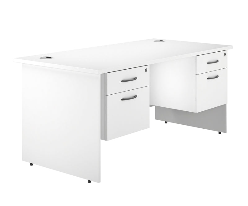 IKONIK Panel End Rectangular Desk, Double Pedestal,1800mm, WHITE