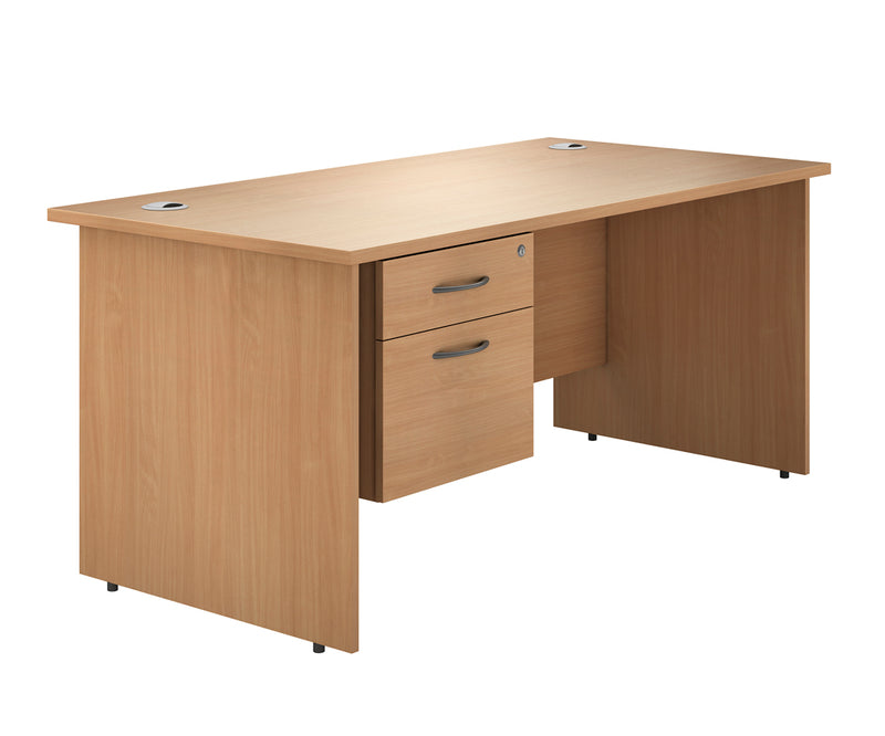IKONIK Panel End Rectangular Desk, Single Pedestal,1400mm, BEECH