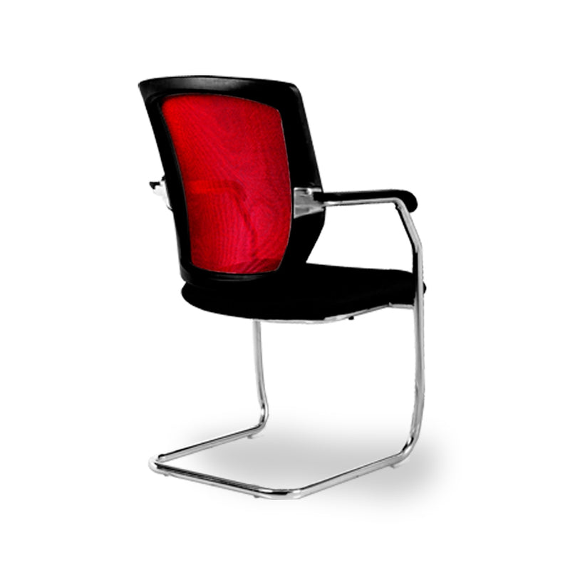 AVANSYS Delta-C Cantilever Framed Meeting/Visitors Armchair with Sculptured Mesh Back - Red