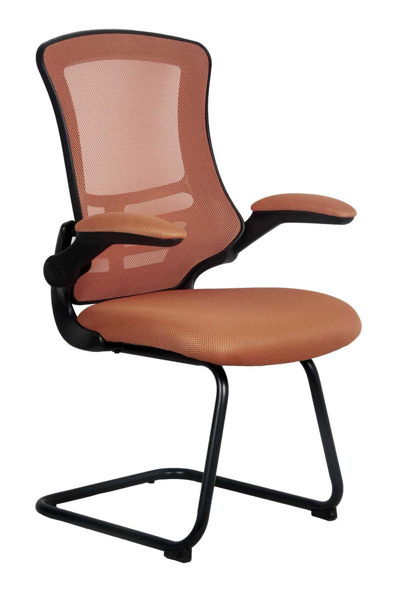 AVANSYS Welkom-C Cantilever Framed Meeting/Visitors Mesh Back Chair with Black Frame - Orange
