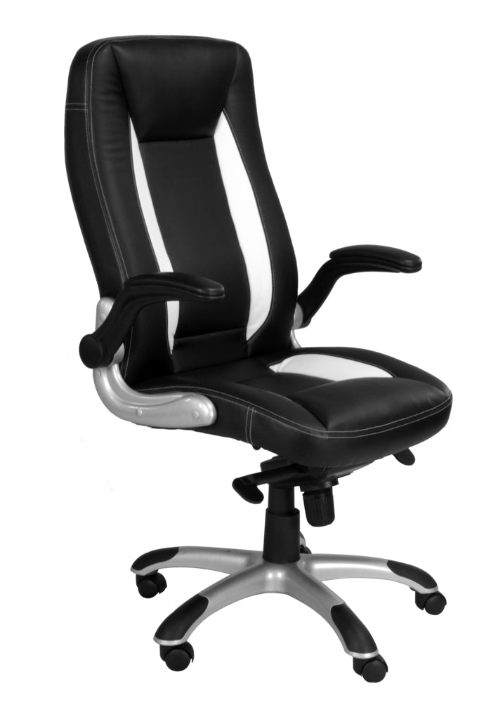 AVANSYS Friesian High Back Executive Chair with Satin Chrome Base - Black & White