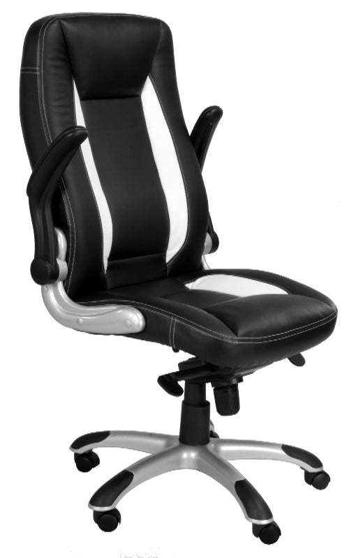 AVANSYS Friesian High Back Executive Chair with Satin Chrome Base - Black & White