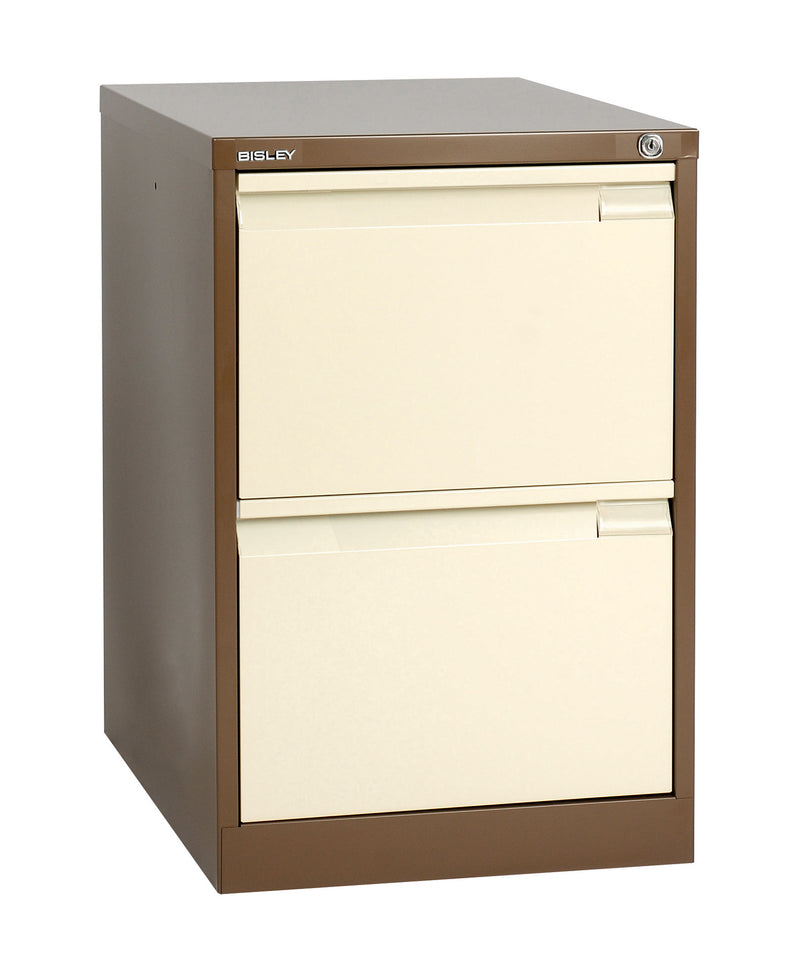 Bisley BS2E High Quality 2-Drawer Filing Cabinet, COFFEE & CREAM - 10 Year Guarantee