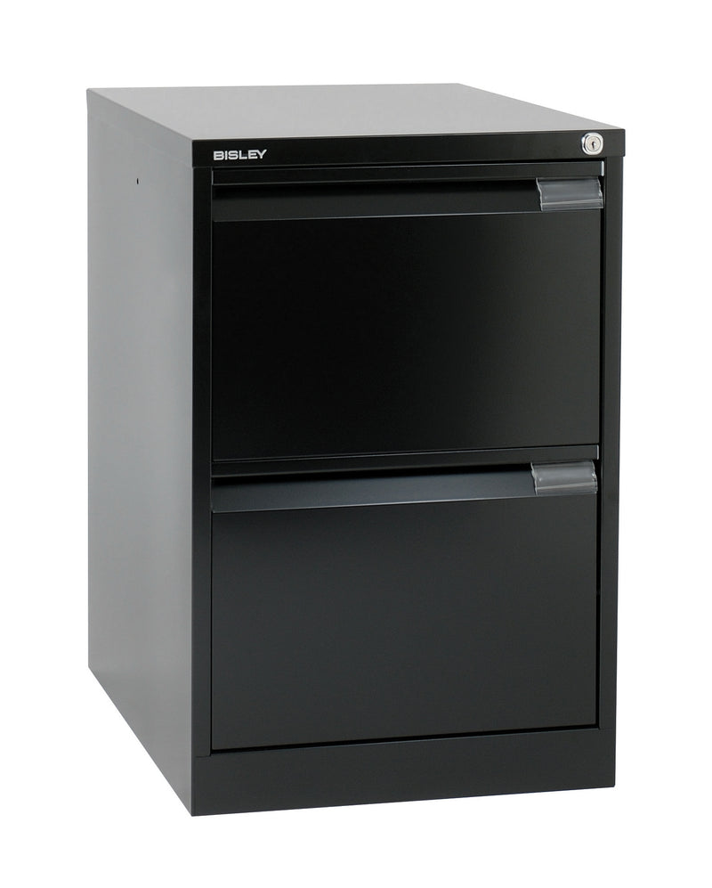 Bisley BS2E High Quality 2-Drawer Filing Cabinet, BLACK - 10 Year Guarantee