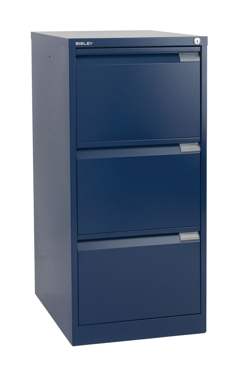 Bisley BS3E High Quality 3-Drawer Filing Cabinet, OXFORD BLUE - 10 Year Guarantee