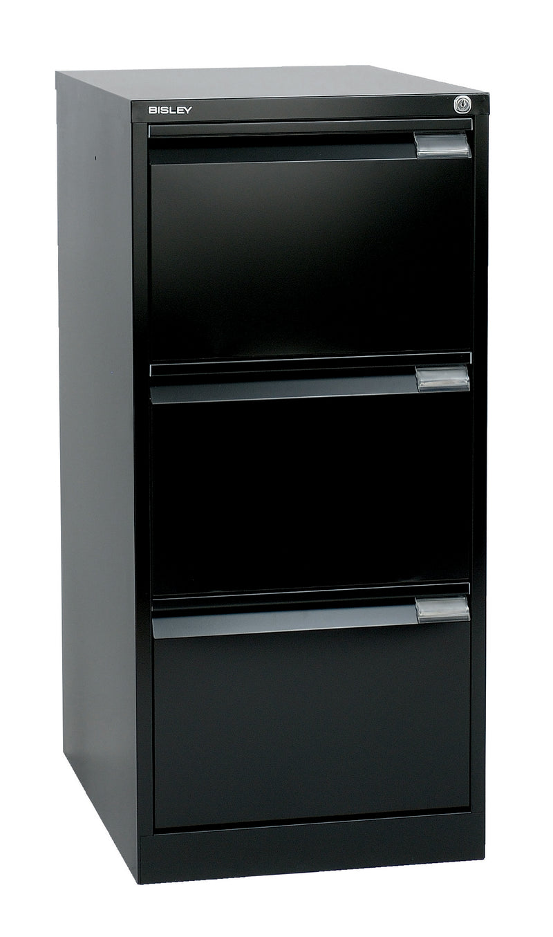 Bisley BS3E High Quality 3-Drawer Filing Cabinet, BLACK - 10 Year Guarantee