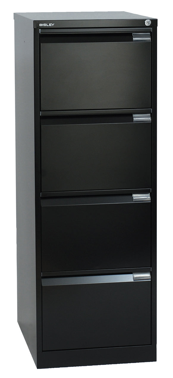 Bisley BS4E High Quality 4-Drawer Filing Cabinet, BLACK - 10 Year Guarantee