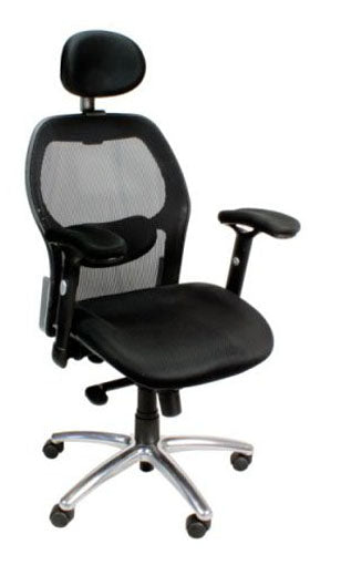 AVANSYS Hermes Mesh High Back Operators Armchair with Adjustable Headrest & Chrome Base - Black