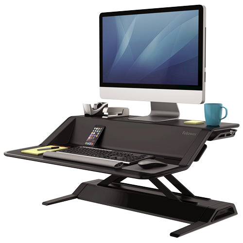 Fellowes Lotus™ Sit-Stand Workstation / Desk Convertor - Black