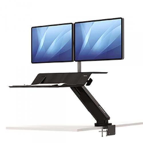 Fellowes Lotus™ RT Sit-Stand Workstation / Desk Convertor - Dual - Black