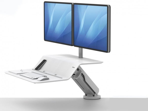 Fellowes Lotus™ RT Sit-Stand Workstation / Desk Convertor - Dual - White