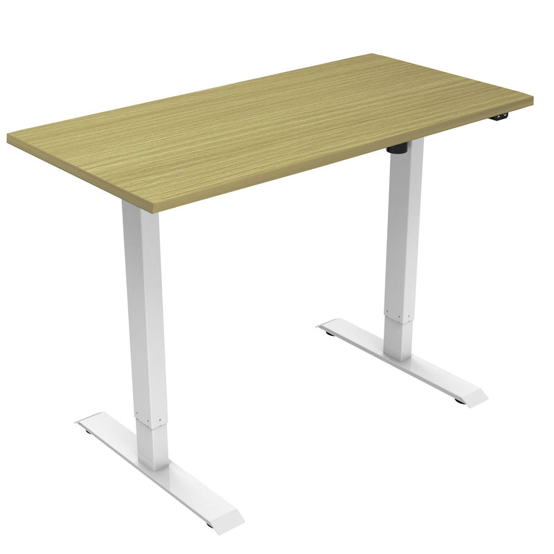 NOVA Vector ECO Electric Height Adjustable Sit Stand / Standing Desk, 1600mm, OAK with SILVER Frame
