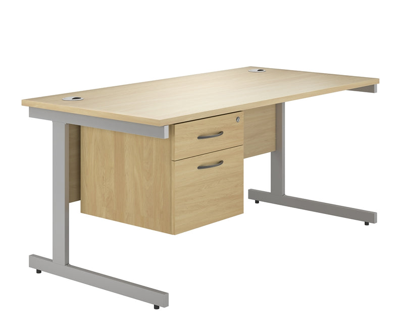 EQUINOX Cantilever Rectangular Desk, Single Pedestal, 1200mm, OAK