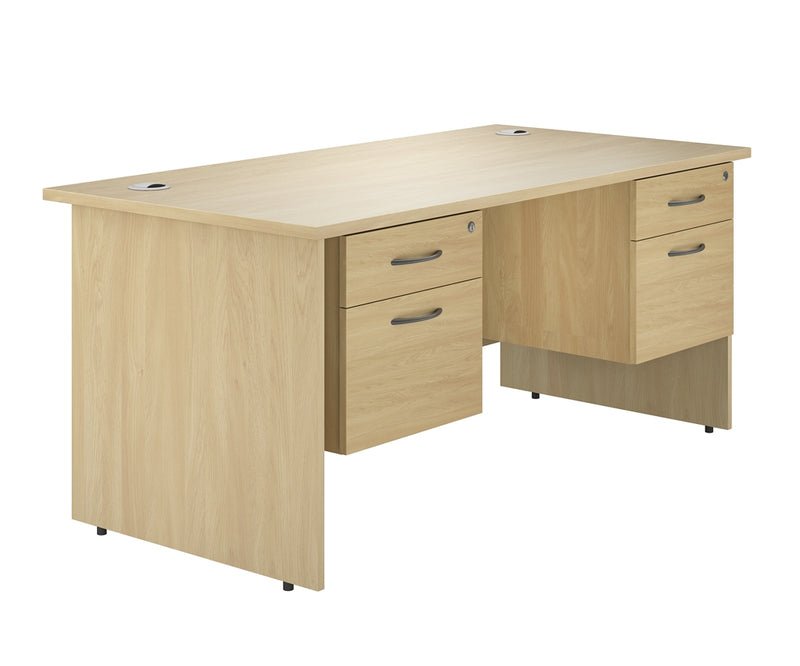 EQUINOX Panel End Rectangular Desk, Double Pedestal,1800mm, OAK